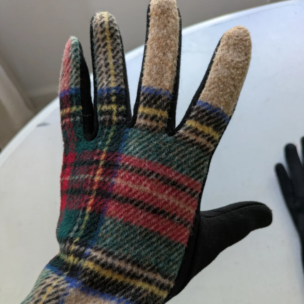 Plaid Wool Gloves for Women